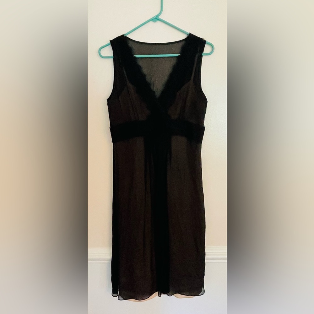 ANN TAYLOR LOFT SILK BLACK Sleeveless Dress Lace Size 6 - Picture 1 of 4